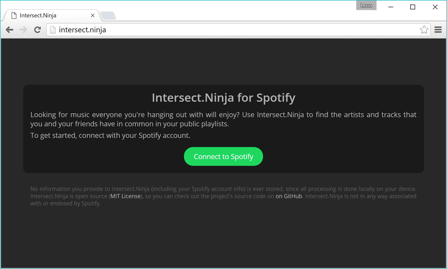 The Intersect.Ninja landing page